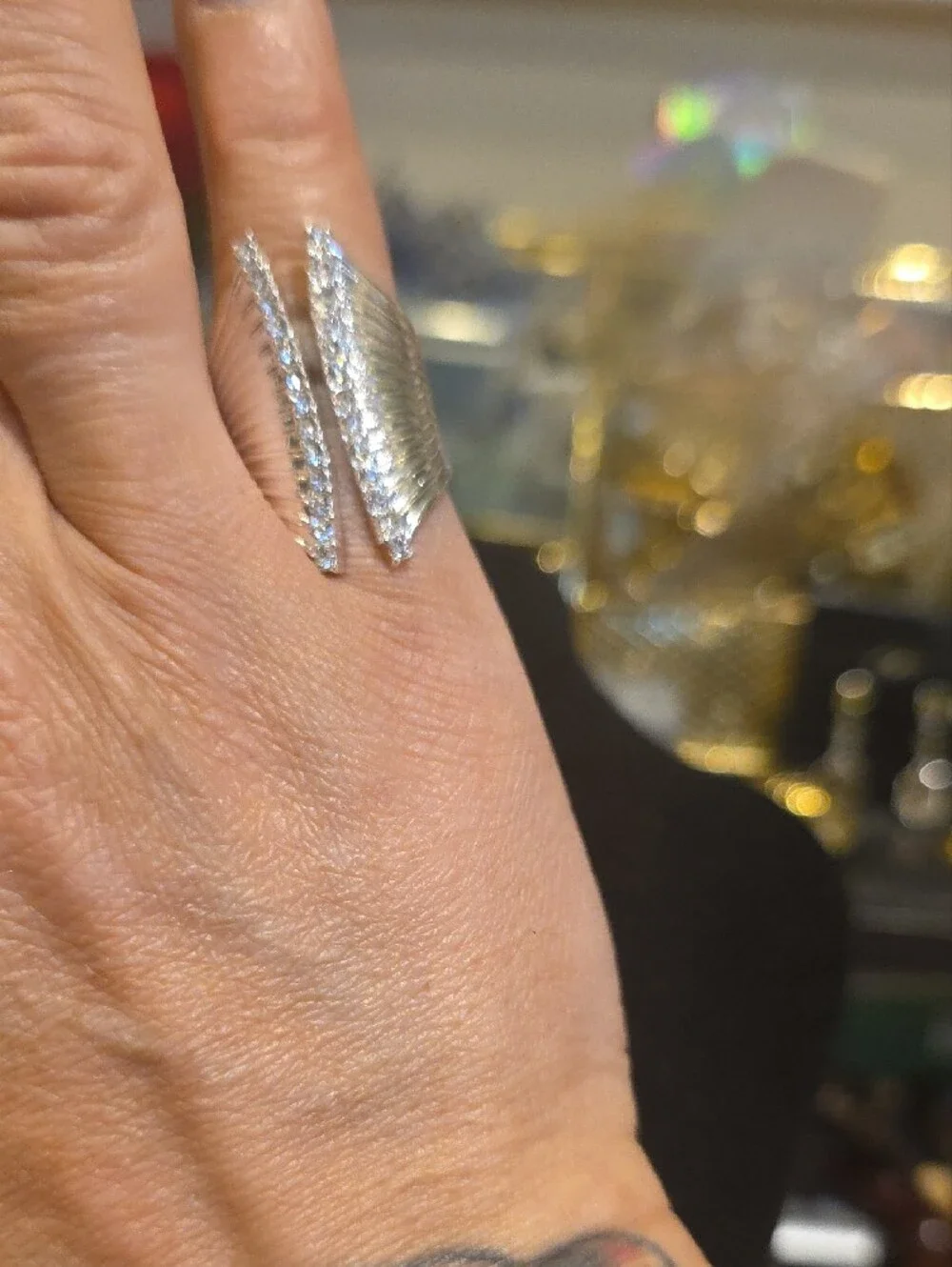 Silver Crystal Accent Smart Ring - Silver